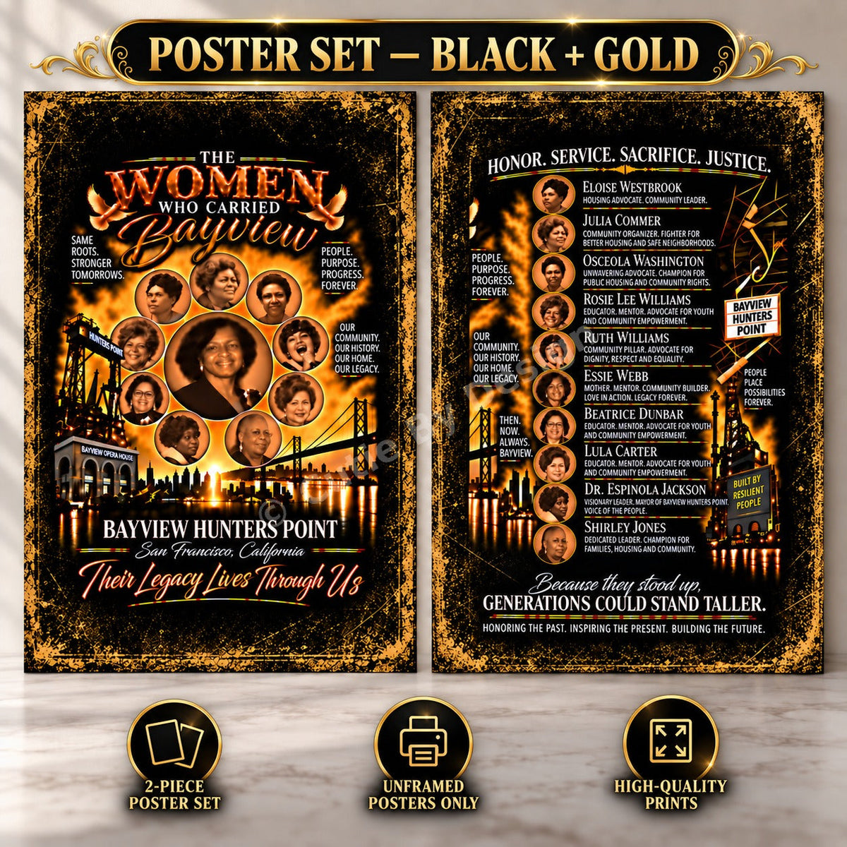 Bayview Legacy Black and Gold 16x20 Poster Set