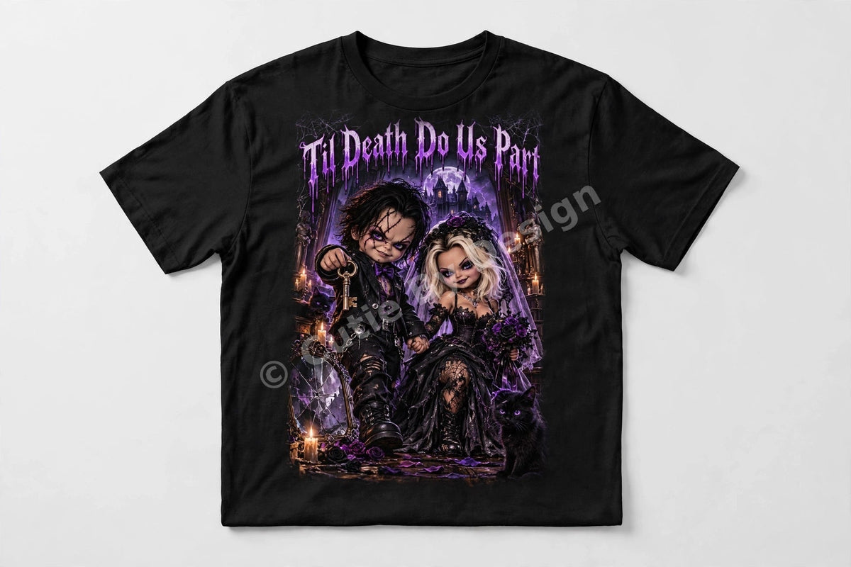 Til Death Do Us Part Halloween Tee – Purple Wedding