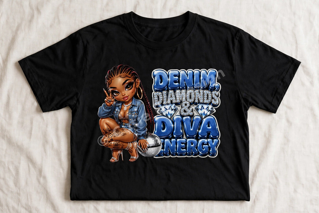 Denim Diamonds And Diva Energy Tee